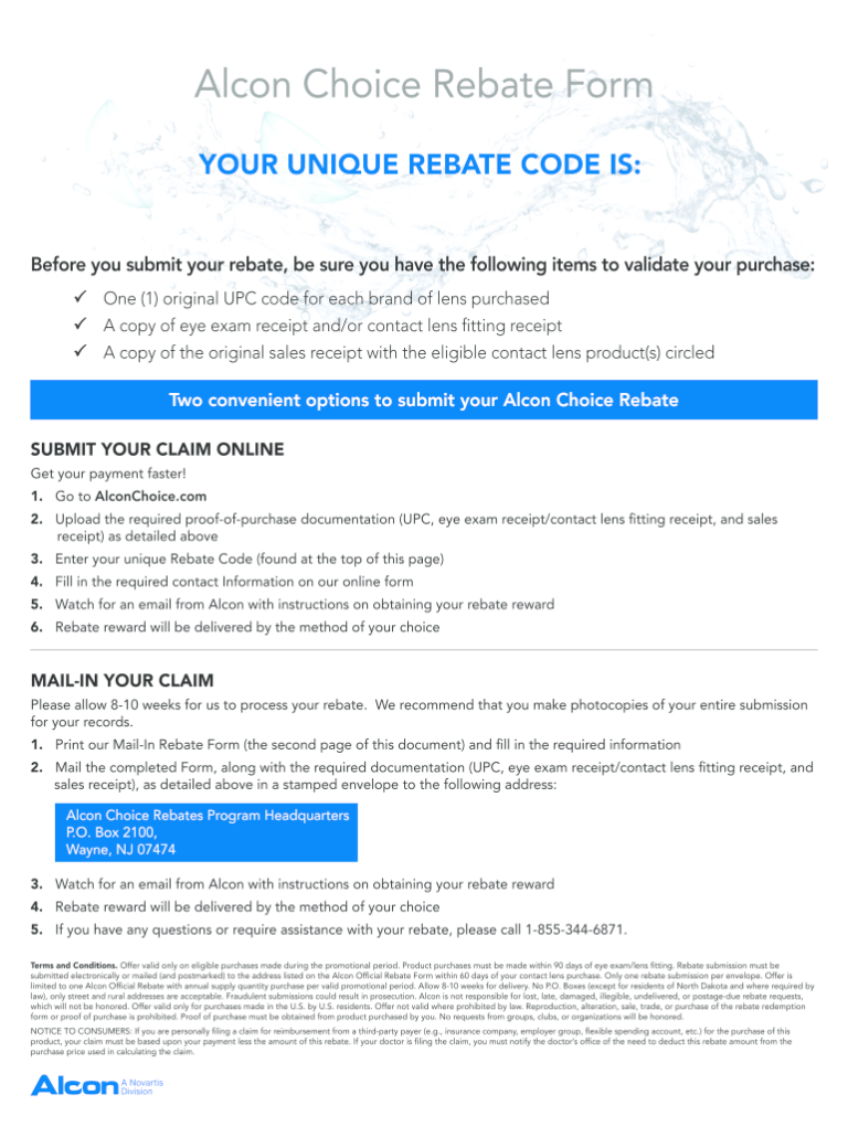 Lens Rebates Alcon Rebate Form Download